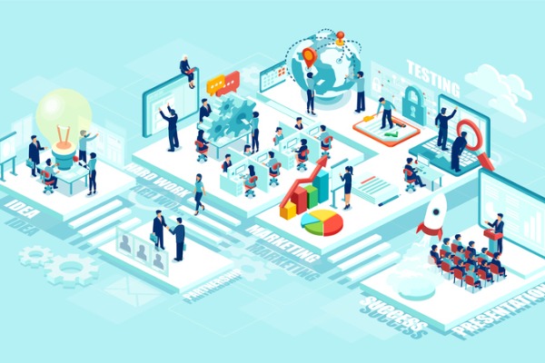 isometric-vector-of-virtual-office-with-businesspeople-corporate-vector-id1089709584