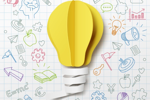paper-art-of-light-bulb-creative-doodle-icons-background-vector-id1184779508